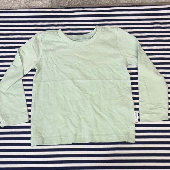 Butterblu Organic Cotton Long-Sleeve Crew Neck Tees Mint Gray White Size 24M - Picture 2 of 7